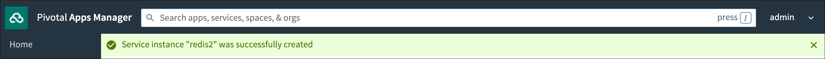 Instance successfully created